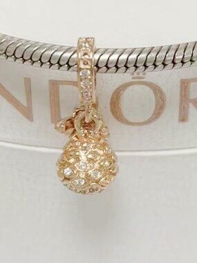 Pandora Sparkling Pine Cone Rose Gold-Plated Dangle Charm